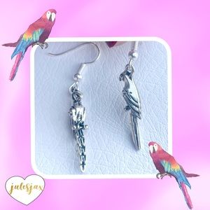 NWT silver parrot π¦ earrings exotic birds tropical